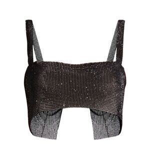 Steve Madden Madden NYC Rhinestone Mesh Topper- Black